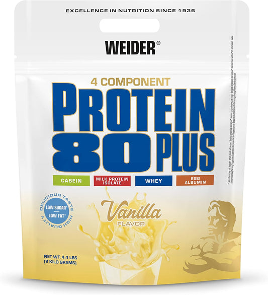 WEIDER Protein 80 plus Mehrkomponenten Protein Pulver, Eiweißpulver Für Cremige, Unverschämt Leckere Eiweiß Shakes, Kombination Aus Whey, Casein, Milchprotein-Isolat & Ei-Protein