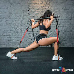 Multifunctional workout trainer with resistance bands and rubber buckles
